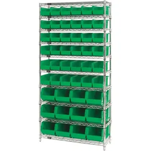 QUANTUM STORAGE SYSTEMS WR10-230240GN Bin Shelving Wire 36 x 14 48 Bins Green | AC6HJQ 33Z148