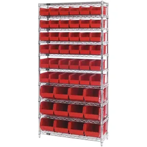 QUANTUM STORAGE SYSTEMS WR10-230240RD Bin Shelving Wire 36 x 14 48 Bins Red | AC6HJT 33Z150