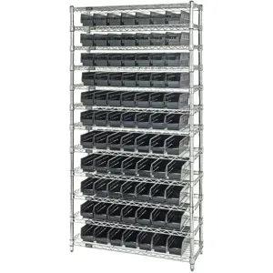 QUANTUM STORAGE SYSTEMS WR12-101BK Bin Shelving Wire 36 x 12 77 Bins Black | AC6HJV 33Z152