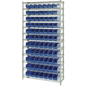 QUANTUM STORAGE SYSTEMS WR12-101BL Bin Shelving Wire 36 x 12 77 Bins Blue | AC6HJW 33Z153