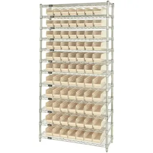 QUANTUM STORAGE SYSTEMS WR12-101IV Bin Shelving Wire 36 x 12 77 Bins Ivory | AC6HJY 33Z155