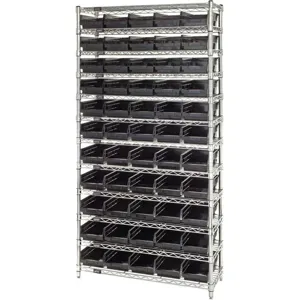 QUANTUM STORAGE SYSTEMS WR12-102BK Bin Shelving Wire 36 x 12 55 Bins Black | AC6HKB 33Z158