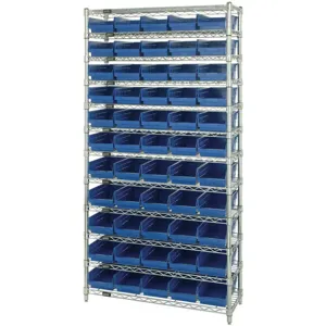 QUANTUM STORAGE SYSTEMS WR12-102BL Bin Shelving Wire 36 x 12 55 Bins Blue | AC6HKC 33Z159