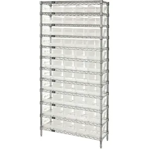 QUANTUM STORAGE SYSTEMS WR12-102CL Bin Shelving Wire 36 x 12 55 Bins Clear | AE8MVV 6ECF8