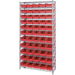 QUANTUM STORAGE SYSTEMS WR12-102RD Bin Shelving Wire 36 x 12 55 Bins Red | AC6HKF 33Z162