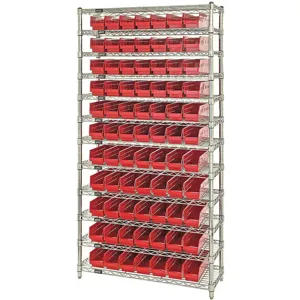 QUANTUM STORAGE SYSTEMS WR12-103RD Bin Shelving Wire 36 x 18 77 Bins Red | AF3UWD 8DG33