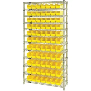 QUANTUM STORAGE SYSTEMS WR12-103YL Bin Shelving Wire 36 x 18 77 Bins Yellow | AF3UWE 8DG34