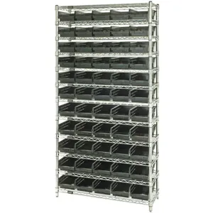 QUANTUM STORAGE SYSTEMS WR12-104BK Bin Shelving Wire 36 x 18 55 Bins Black | AC6HKK 33Z166