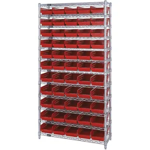 QUANTUM STORAGE SYSTEMS WR12-104RD Bin Shelving Wire 36 x 18 55 Bins Red | AF6BVZ 9WD55