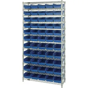 QUANTUM STORAGE SYSTEMS WR12-106BL Bin Shelving Wire 36 x 24 55 Bins Blue | AC6HKN 33Z169