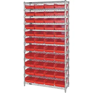 QUANTUM STORAGE SYSTEMS WR12-107RD Bin Shelving Wire 36 x 12 44 Bins Red | AC6HKY 33Z178