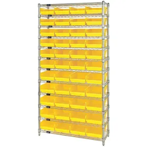 QUANTUM STORAGE SYSTEMS WR12-107YL Bin Shelving Wire 36 x 12 44 Bins Yellow | AC6HKZ 33Z179