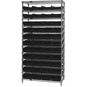 QUANTUM STORAGE SYSTEMS WR12-108BK Bin Shelving Wire 36 x 18 44 Bins Black | AC6HLA 33Z180