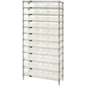 QUANTUM STORAGE SYSTEMS WR12-110CL Bin Shelving Wire 36 x 18 33 Bins Clear | AE8MWB 6ECG4