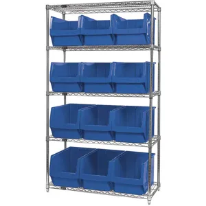 QUANTUM STORAGE SYSTEMS WR5-533BL Bin Shelving Wire 42 x 18 12 Bins Blue | AF6CXA 9WZ64