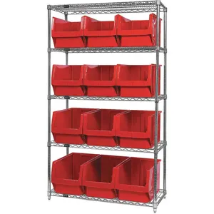 QUANTUM STORAGE SYSTEMS WR5-533RD Bin Shelving Wire 42 x 18 12 Bins Red | AF4XVB 9NZA1