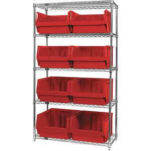 QUANTUM STORAGE SYSTEMS WR5-543RD Bin Shelving Wire 42 x 18 8 Bins Red | AF4NTL 9DU57