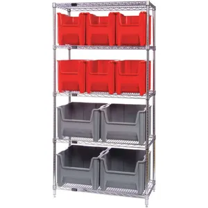 QUANTUM STORAGE SYSTEMS WR5-600800BL Bin Shelving Wire 36 x 18 10 Bins Blue | AF4KZR 8ZKT2