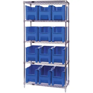 QUANTUM STORAGE SYSTEMS WR5-600BL Bin Shelving Wire 36 x 18 12 Bins Blue | AF4UPD 9KGP2