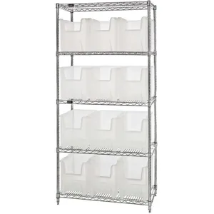 QUANTUM STORAGE SYSTEMS WR5-600CL Bin Shelving Wire 36 x 18 12 Bins Clear | AA2GQD 10H864