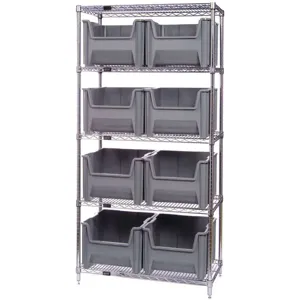 QUANTUM STORAGE SYSTEMS WR5-700BL Bin Shelving Wire 42 x 18 8 Bins Blue | AF3XJU 8EA36