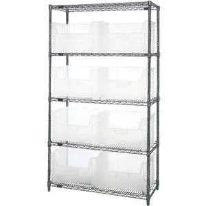 QUANTUM STORAGE SYSTEMS WR5-700CL Bin Shelving Wire 42 x 18 8 Bins Clear | AA2GQG 10H867