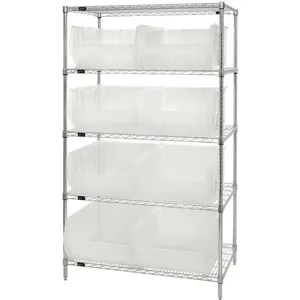 QUANTUM STORAGE SYSTEMS WR5-955CL Bin Shelving Wire 42 Inch Width 8 Bins Clear | AE8XBE 6GAR4