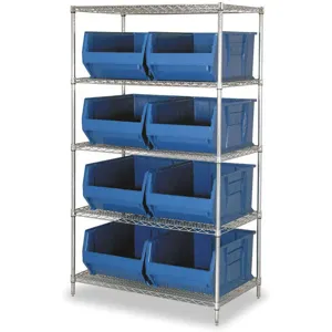 QUANTUM STORAGE SYSTEMS WR5-975BL Bin Shelving Wire 42 x 30 8 Bins Blue | AB3QJX 1UVT6