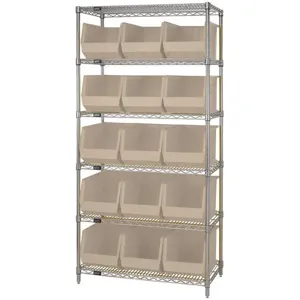 QUANTUM STORAGE SYSTEMS WR6-260IV Bin Shelving Wire 36 x 18 15 Bins Ivory | AC6HLH 33Z187