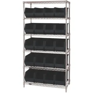 QUANTUM STORAGE SYSTEMS WR6-265BK Bin Shelving Wire 36 x 18 20 Bins Black | AC6HLL 33Z190