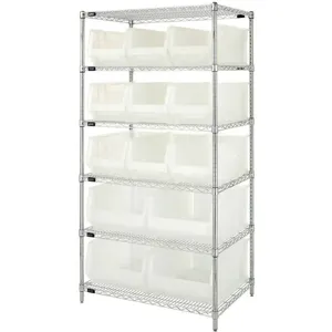 QUANTUM STORAGE SYSTEMS WR6-953954CL Bin Shelving Wire 36 x 24 13 Bins Clear | AE8XBD 6GAR3