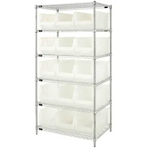 QUANTUM STORAGE SYSTEMS WR6-953CL Bin Shelving Wire 36 x 24 15 Bins Clear | AE8XBB 6GAR1