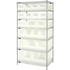 QUANTUM STORAGE SYSTEMS WR7-20-MIXCL Bin Shelving Wire 36 x 24 20 Bins Clear | AE8XBA 6GAR0