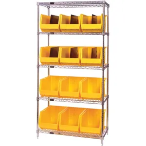 QUANTUM STORAGE SYSTEMS WR5-260YL Bin Shelving Wire 36 x 18 12 Bins Yellow | AF4TZV 9K683