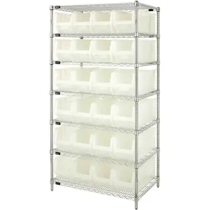 QUANTUM STORAGE SYSTEMS WR7-951CL Bin Shelving Wire 36 x 24 24 Bins Clear | AE8XAZ 6GAP9