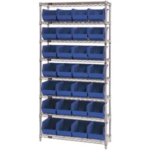 QUANTUM STORAGE SYSTEMS WR8-239BL Bin Shelving Wire 36 x 12 28 Bins Blue | AC6HLP 33Z193