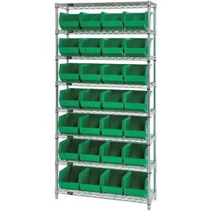 QUANTUM STORAGE SYSTEMS WR8-239GN Bin Shelving Wire 36 x 12 28 Bins Green | AC6HLQ 33Z194