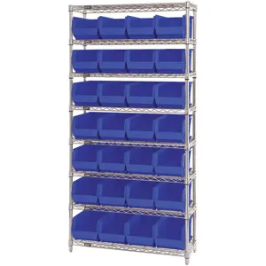 QUANTUM STORAGE SYSTEMS WR8-240BL Bin Shelving Wire 36 x 14 28 Bins Blue | AC6HLW 33Z199