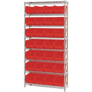 QUANTUM STORAGE SYSTEMS WR8-240RD Bin Shelving Wire 36 x 14 28 Bins Red | AC6HLZ 33Z203