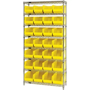 QUANTUM STORAGE SYSTEMS WR8-240YL Bin Shelving Wire 36 x 14 28 Bins Yellow | AC6HMA 33Z204