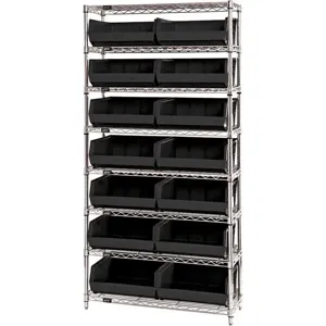 QUANTUM STORAGE SYSTEMS WR8-250BK Bin Shelving Wire 36 x 14 14 Bins Black | AC6HMB 33Z205