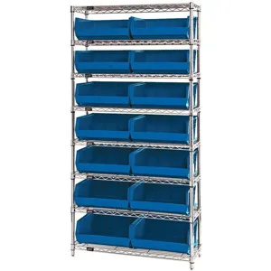 QUANTUM STORAGE SYSTEMS WR8-250BL Bin Shelving Wire 36 x 14 14 Bins Blue | AC6HMC 33Z206