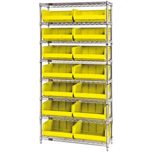 QUANTUM STORAGE SYSTEMS WR8-250YL Bin Shelving Wire 36 x 14 14 Bins Yellow | AC6HMG 33Z210