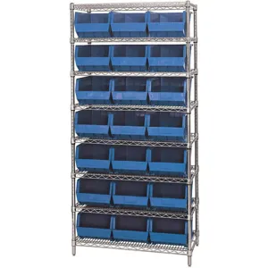 QUANTUM STORAGE SYSTEMS WR8-255BL Bin Shelving Wire 36 x 18 21 Bins Blue | AC6HMJ 33Z212