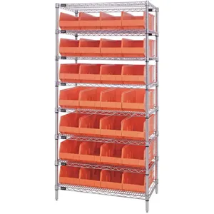 QUANTUM STORAGE SYSTEMS WR8-423OR Bin Shelving Wire 36 x 12 28 Bins Orange | AB7XFV 24K249