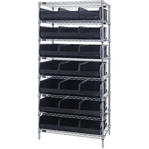 QUANTUM STORAGE SYSTEMS WR8-425BK Bin Shelving Wire 36 x 12 21 Bins Black | AB7XEY 24K229