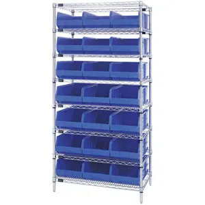 QUANTUM STORAGE SYSTEMS WR8-485BL Bin Shelving Wire 36 x 21 21 Bins Blue | AB7XDM 24K195