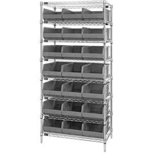 QUANTUM STORAGE SYSTEMS WR8-425GY Bin Shelving Wire 36 x 12 21 Bins Gray | AB7XEA 24K208