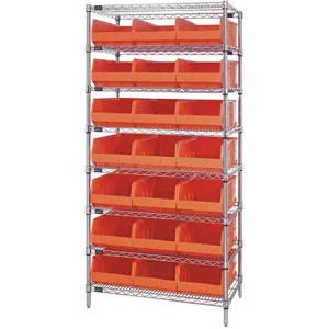 QUANTUM STORAGE SYSTEMS WR8-425OR Bin Shelving Wire 36 x 12 21 Bins Orange | AB7XFW 24K250