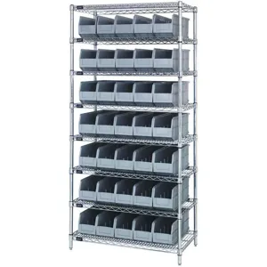 QUANTUM STORAGE SYSTEMS WR8-461GY Bin Shelving Wire 36 x 18 35 Bins Gray | AB7XEE 24K212